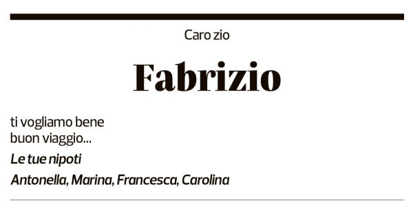 Annuncio funebre Fabrizio Garobbio