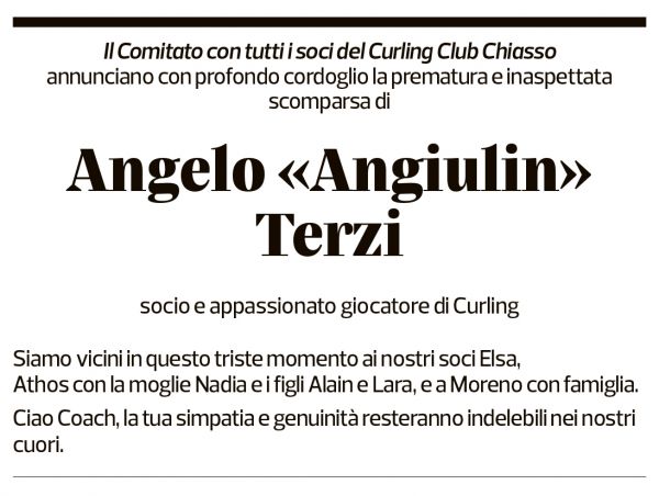 Annuncio funebre Angelo Terzi