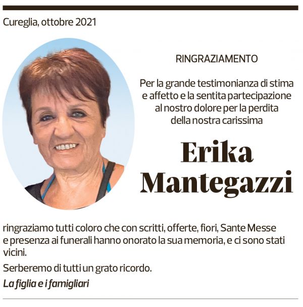 Annuncio funebre Erika Mantegazzi