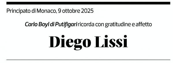 Annuncio funebre Diego Lissi