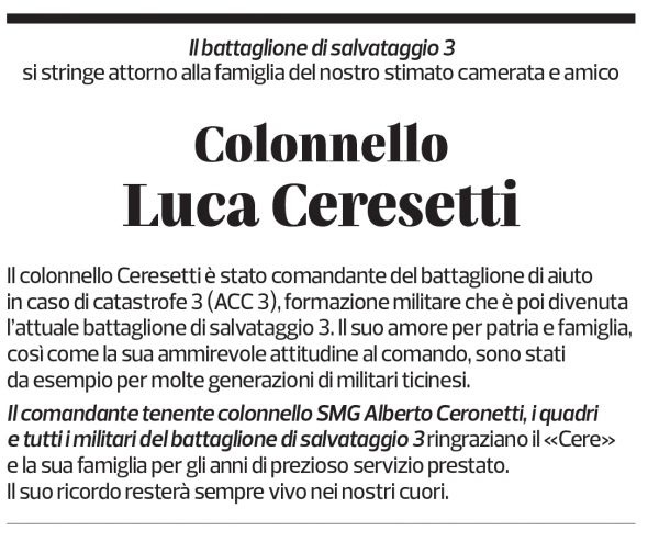 Annuncio funebre Luca Ceresetti