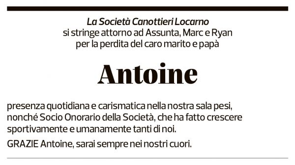 Annuncio funebre Antoine 