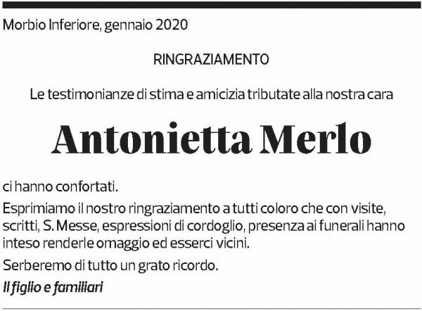 Annuncio funebre Antonietta Merlo