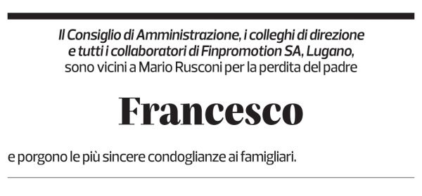 Annuncio funebre Francesco Rusconi