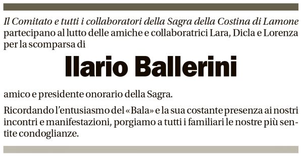 Annuncio funebre Ilario Ballerini