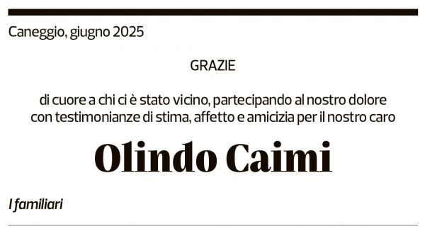 Annuncio funebre Olindo Caimi