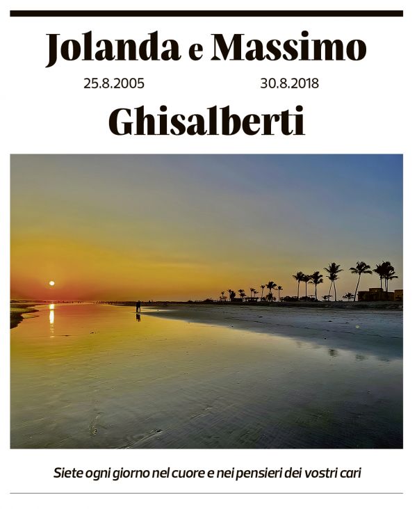 Annuncio funebre Jolanda E Massimo Ghisalberti