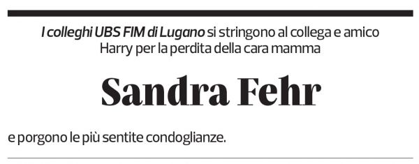 Annuncio funebre Sandra Fehr-carò