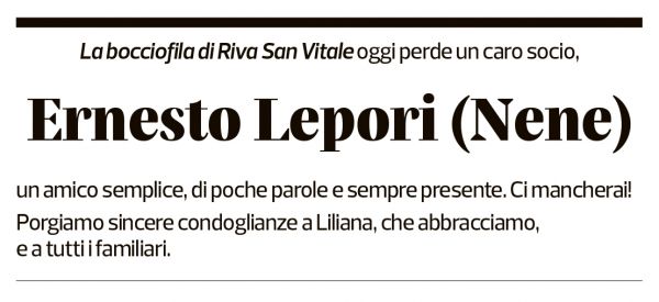 Annuncio funebre Ernesto Lepori