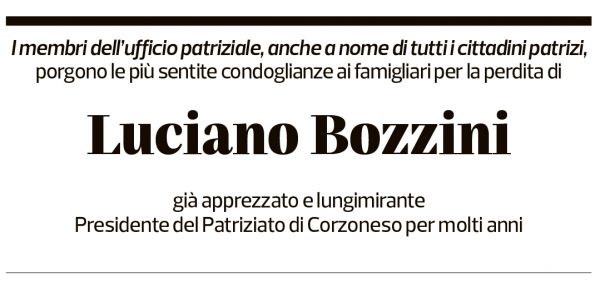 Annuncio funebre Luciano Bozzini