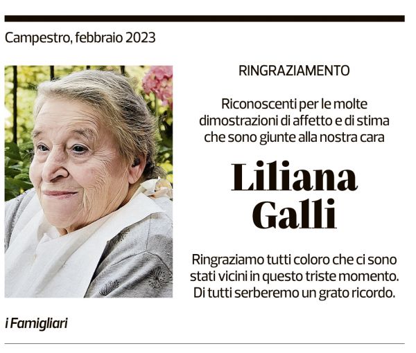 Annuncio funebre Liliana Galli