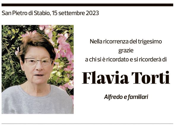 Annuncio funebre Flavia Torti