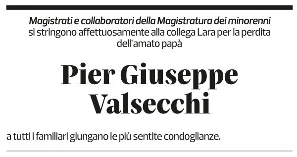 Annuncio funebre Pier Giuseppe Valsecchi