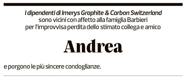 Annuncio funebre Andrea Barbieri