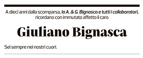 Annuncio funebre Giuliano Bignasca