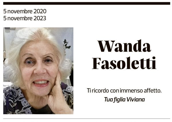 Annuncio funebre Wanda Fasoletti