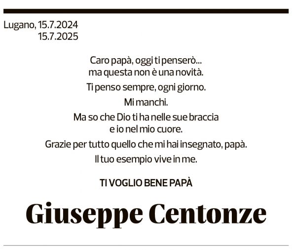 Annuncio funebre Giuseppe Centonze