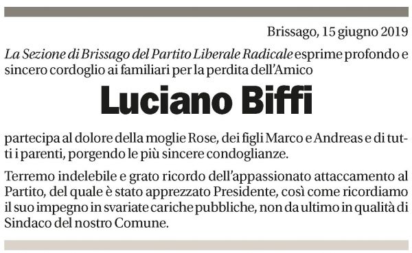 Annuncio funebre Luciano Biffi