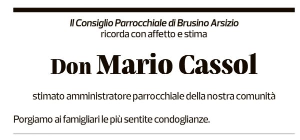 Annuncio funebre Don Mario Cassol