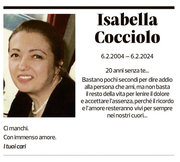 Annuncio funebre Isabella Cocciolo