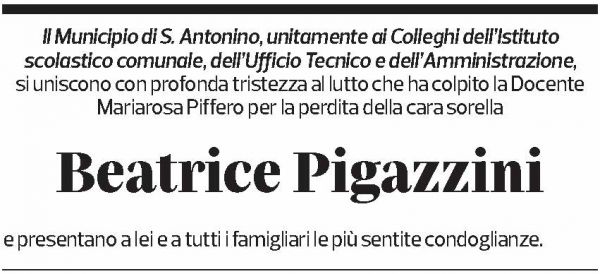 Annuncio funebre Beatrice Pigazzini