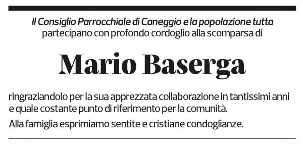 Annuncio funebre Mario Baserga