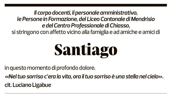 Annuncio funebre Santiago Hurtado Arbelaez