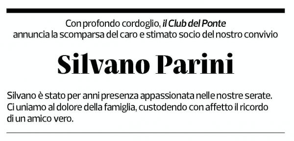 Annuncio funebre Silvano Parini