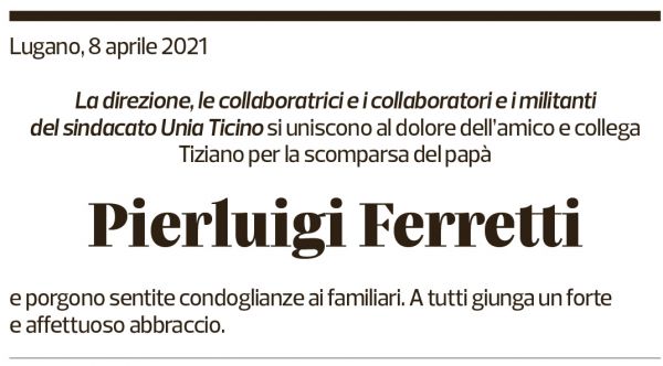 Annuncio funebre Pierluigi Ferretti