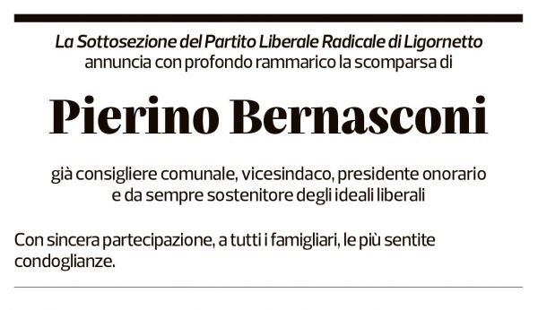 Annuncio funebre Pierino Bernasconi