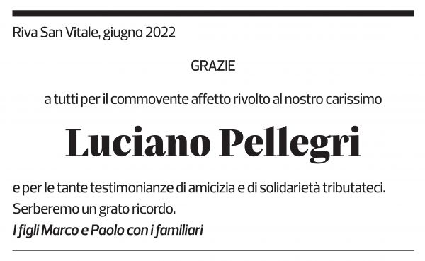 Annuncio funebre Luciano Pellegri