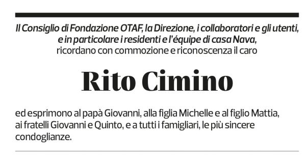 Annuncio funebre Rito Cimino