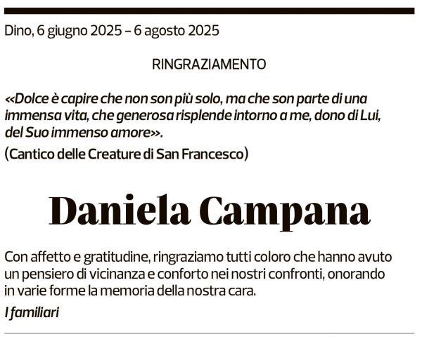 Annuncio funebre Daniela Campana