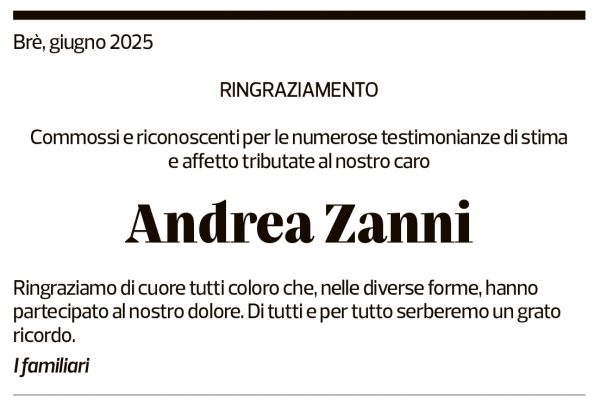 Annuncio funebre Andrea Zanni