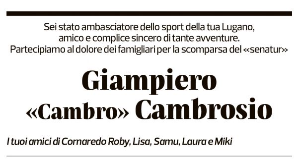 Annuncio funebre Giampiero Cambrosio