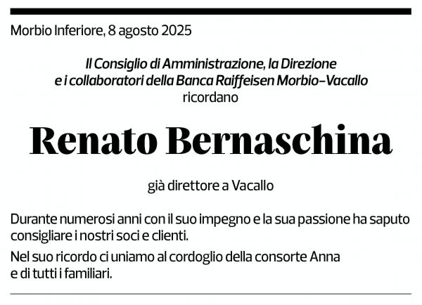 Annuncio funebre Renato Bernaschina