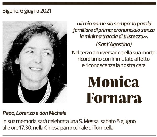 Annuncio funebre Monica Fornara