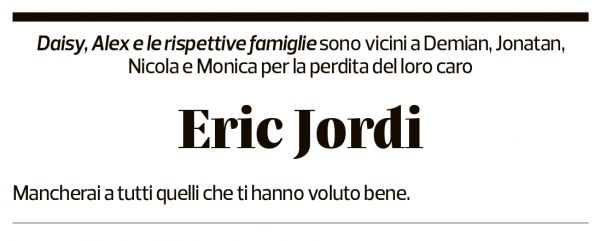 Annuncio funebre Eric Jordi
