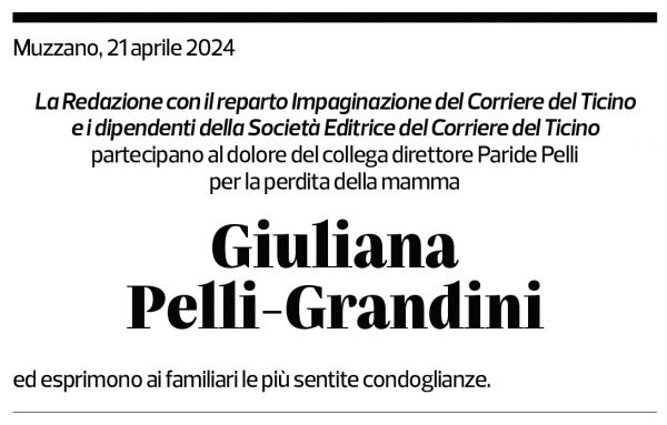 Annuncio funebre Giuliana Pelli-grandini