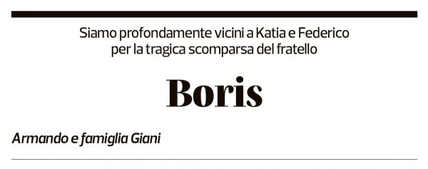 Annuncio funebre Boris Silvio Rezzonico