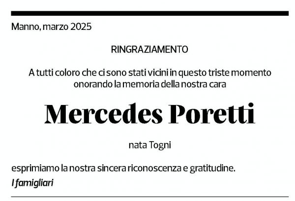 Annuncio funebre Mercedes Poretti