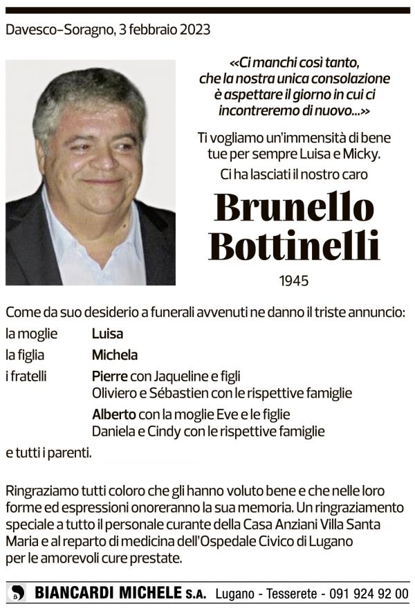 Annuncio funebre Brunello Bottinelli