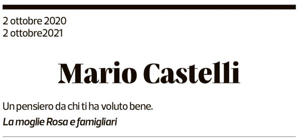 Annuncio funebre Mario Castelli