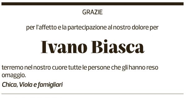 Annuncio funebre Ivano Biasca