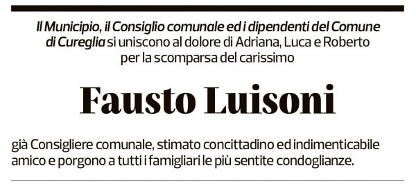Annuncio funebre Fausto Luisoni