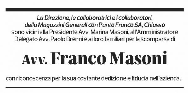 Annuncio funebre Franco Masoni