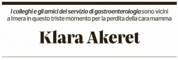 Annuncio funebre Klara Akeret