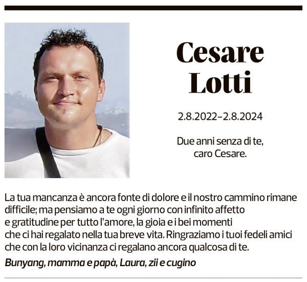 Annuncio funebre Cesare Lotti