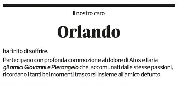 Annuncio funebre Orlando Antonini
