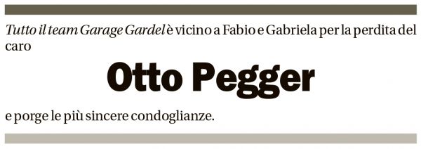Annuncio funebre Otto Pegger